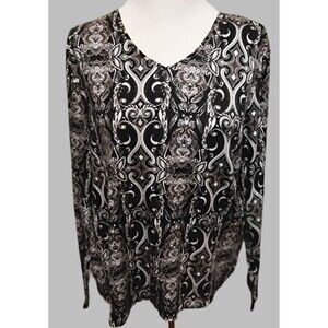 Croft & Barrow Long Sleeve Geometric Print Top - Size L